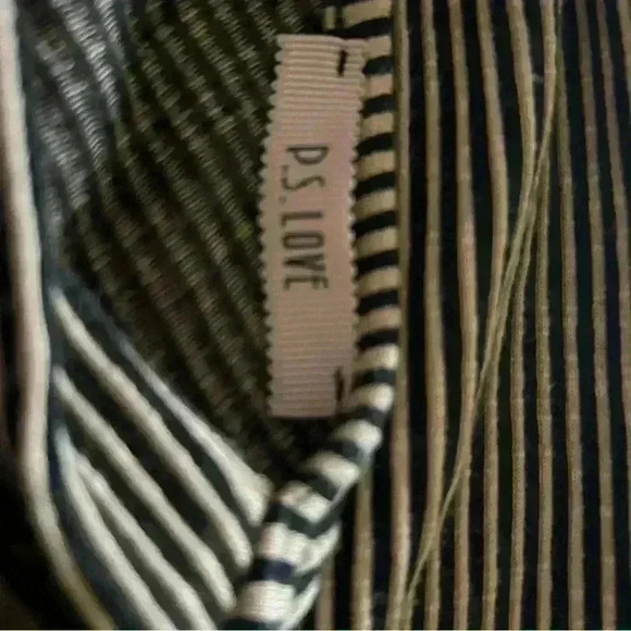 P.S. Love Black & Peach Stripe Dress. Medium. Preowned. - Picture 3 of 4